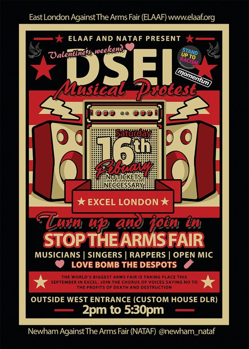 16th Feb musical protest against the arms fair